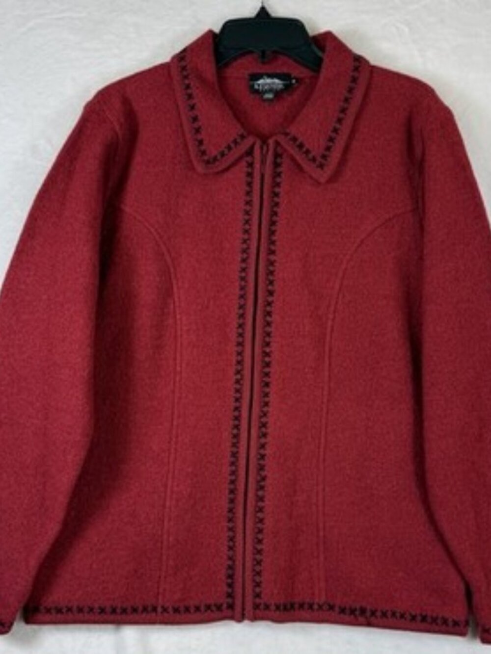 Icelandic Design Wool Jacket Medium Red Full Zip Womens